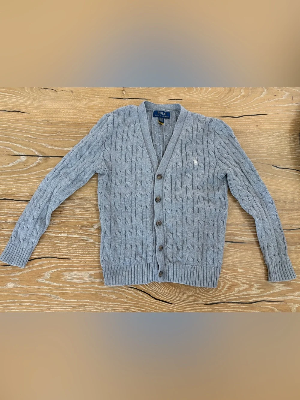 Polo by Ralph Lauren Heather Gray Cable Knit Cardigan